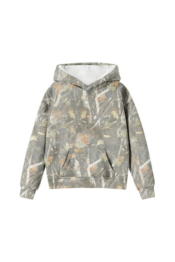 Hoodies for Girls Camo OverSized Sweatshirts Pullover Tops with Pocket 13-14 Years Camel