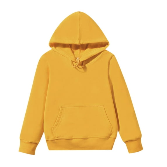 Hoodies for Girls Hooded Kids Baby Solid Long Sleeve Patchwork Lovely Colorful Loose Fitting Soft Yellow Tops and Blouses Sizes 9-11 Years