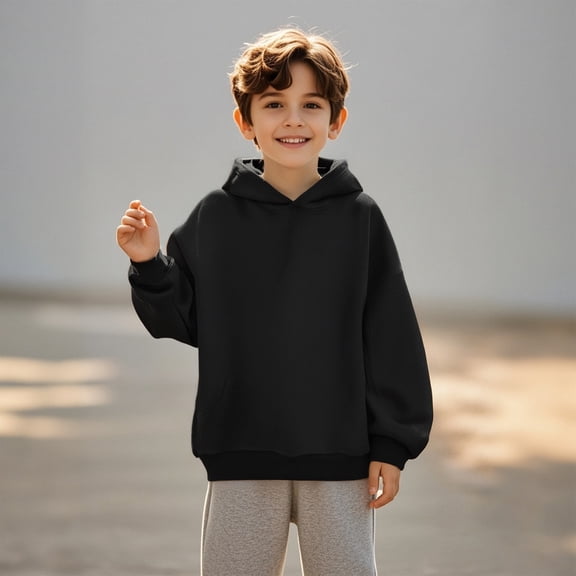 Hoodies for Girls Kids Black Hoodie Long Sleeve Casual Basic Pullover Sweatshirt Hoodie Fall Clothes Size 3-4 Years Girls Clothes Boys Girls Fashion