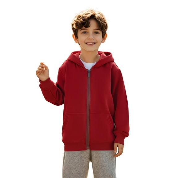 Hoodies for Girls Kids Brick Red Full Zipper Hoodie Casual Long Sleeve Classic Hoodie Winter Clothes 2-3 Years Boys Clothes Boys Girls Fashion
