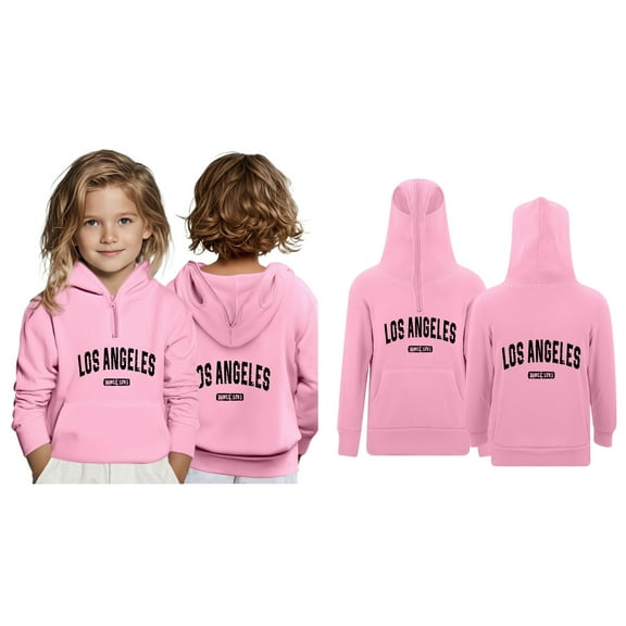 Hoodies for Girls Kids City Name Letter Print Pink Hooded Long Sleeve Soft Sweatshirts Top Warm Fall Winter Clothes Toddler Girl Clothes 3T