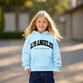 thumbnail image 1 of Hoodies for Girls Kids City Name Letter Print Sky Blue Hooded Lightweight Long Sleeve Hoodies Fall Clothes Toddler Girls Clothes 2T, 1 of 5