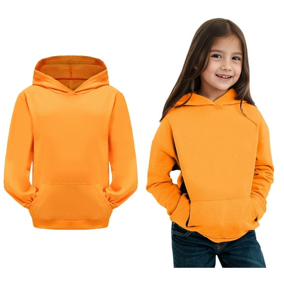 Hoodies for Girls Kids Orange Hooded Lightweight Long Sleeve Hoodies Fall Winter Clothes 2-3 Years Boy Clothes Boys Girls Fashion