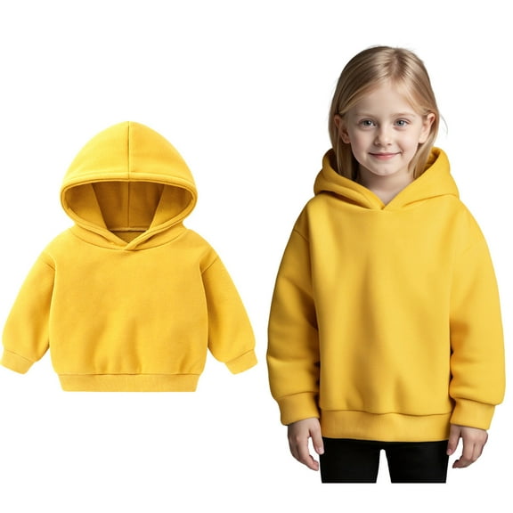 Hoodies for Girls Kids Yellow Hoodie Casual Long Sleeve Classic Hoodie Warm Fall Winter Clothes Toddler 18-24 Months Boys Clothes Boys Girls Fashion