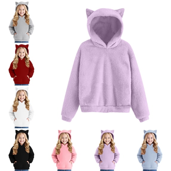 Hoodies for Girls Long Sleeve Baggy Sweatshirt with Pockets Cute Clothes for Girls