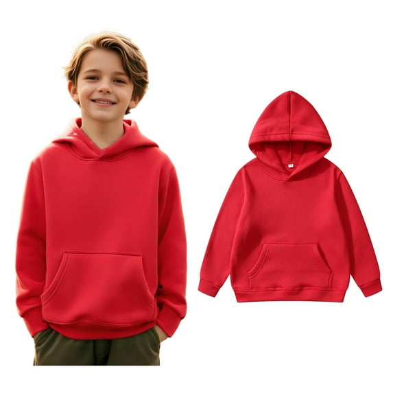 Hoodies for Girls Red Hoodies Long Sleeve Pullover Tops Warm Fall Winter Clothes Boys 6-8 Years Clothes Boys Girls Fashion