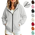 thumbnail image 1 of Hoodies for Kids Full Zip Jackets Unisex Casual Loose Fit Sweatshirts with Zip off Sleeve Convertible Girls Grey Hoodie Size 5-15 Years, 1 of 8
