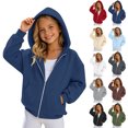 thumbnail image 1 of Hoodies for Kids Long Sleeve Unisex Zip up Jacket Hoodie Loose Fit Casual Hoodies Navy Hoodie Size 4-15 Years, 1 of 5
