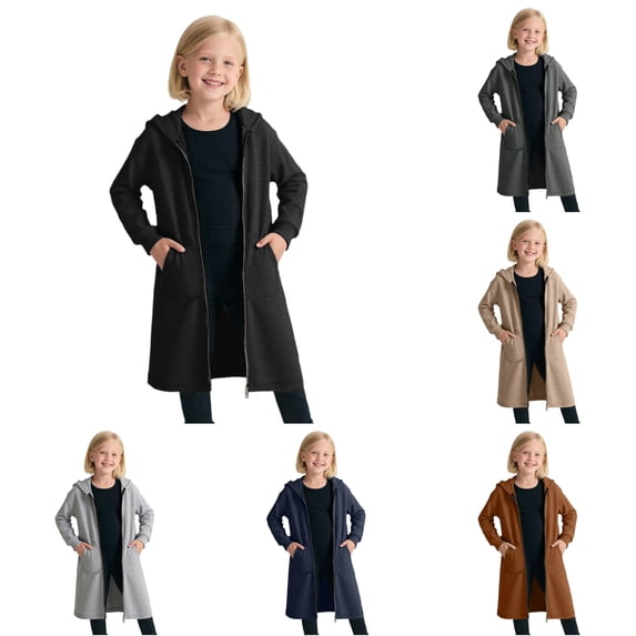 Hoodies for Kids Long Sleeve Zip-Up Hoodie with Pockets Tops for Kids Girls