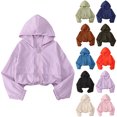 thumbnail image 1 of Hoodies for Kids Spring/Summer Fashionable And Versatile Lightweight Hooded Girls' Solid Color Jacket Purple 8 Years, 1 of 9