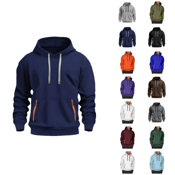 Hoodies for Men 2025 Long Sleeve Essentials Hooded Sweatshirt with Pockets Pullover Hoodie Mens Hoodies
