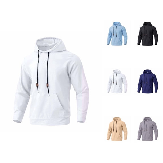 Hoodies for Men 2026 Fall Winter Long Sleeve Plain Linen Hooded Sweatshirt with Pockets Mens Pullover Top