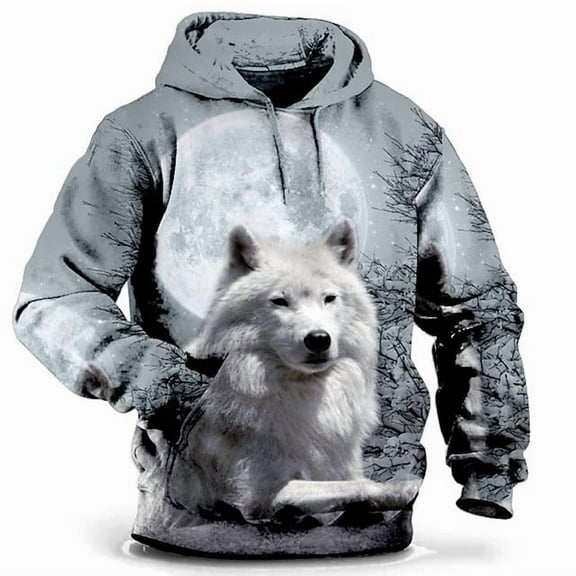 Hoodies for Men 3D Print Animal Cartoon Graphic Sweatshirt Pocket Pullover Hoodie Long Sleeve Tops for Teens Gray XXL