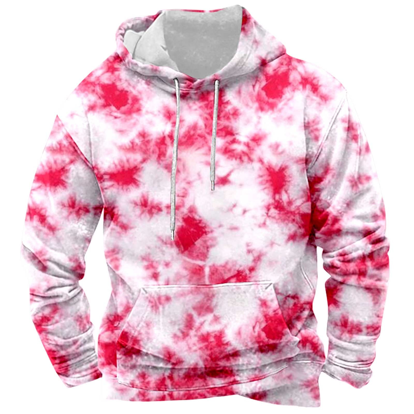 Mens Hoodies White And Red Tie Dye Hoodie Mens Hoodies Athleisure