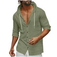 thumbnail image 1 of Hoodies for Men Button Down Hoodie Linen-Like Vintage Sweatshirt Fall Fashion Jacket Solid Color Thin Tops S, 1 of 6