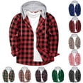 thumbnail image 1 of Hoodies for Men Casual Button Down Plaid Shirt Jackets Christmas Long Sleeve Hooded Sweatshirts with Chest Pocket, 1 of 9