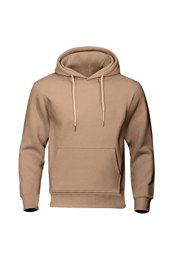 Hoodies for Men Casual Loose Fit Solid Color Sweatshirts Long Sleeve Workout Pullover Tops, Brown, S