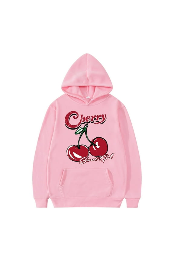 Hoodies for Men Cherry Pattern Pullover Long Sleeve Drawstring Casual Comfortable Durable Mens Sweatshirt
