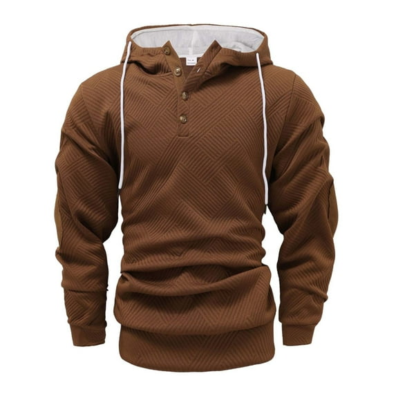 Hoodies for Men Color Block Casual Loose Hoodies Button Drawstring Long Sleeve Hooded Blouse with Pocket M