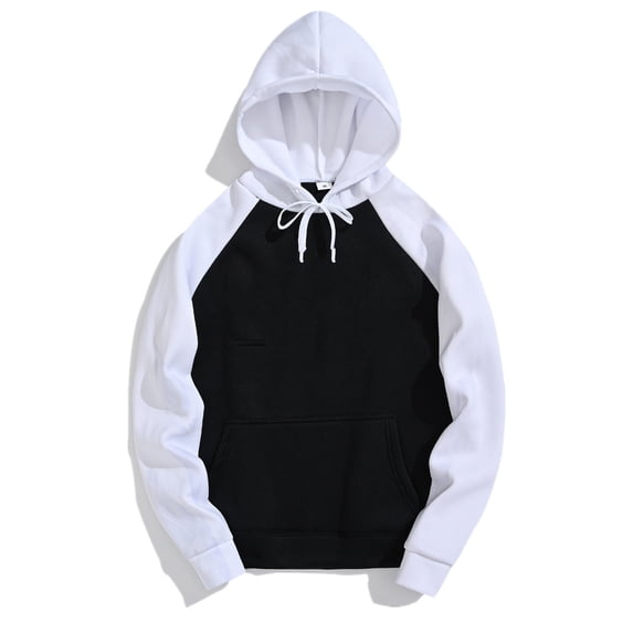 Hoodies for Men Color Block Hooded Sweatshirt with Pocket Men Sweatshirt Color Black Size L