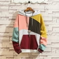 thumbnail image 1 of Hoodies for Men Color Blocking Long Sleeve Hoodie,Splicing Large Size Long Sleeve Sweater,Dopamine Color Hooded Sweatshirt, 1 of 9