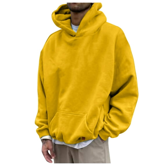 Hoodies for Men Comfort Hoodie Mens Autumn and Winter Casual Loose Solid Hooded Sweater Top