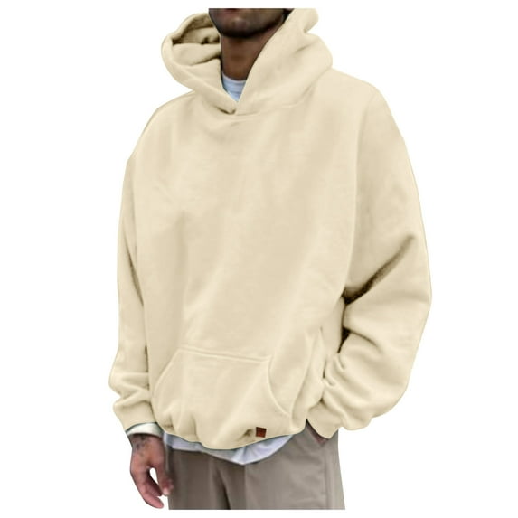 Hoodies for Men Comfort Hoodie Mens Autumn and Winter Casual Loose Solid Hooded Sweater Top