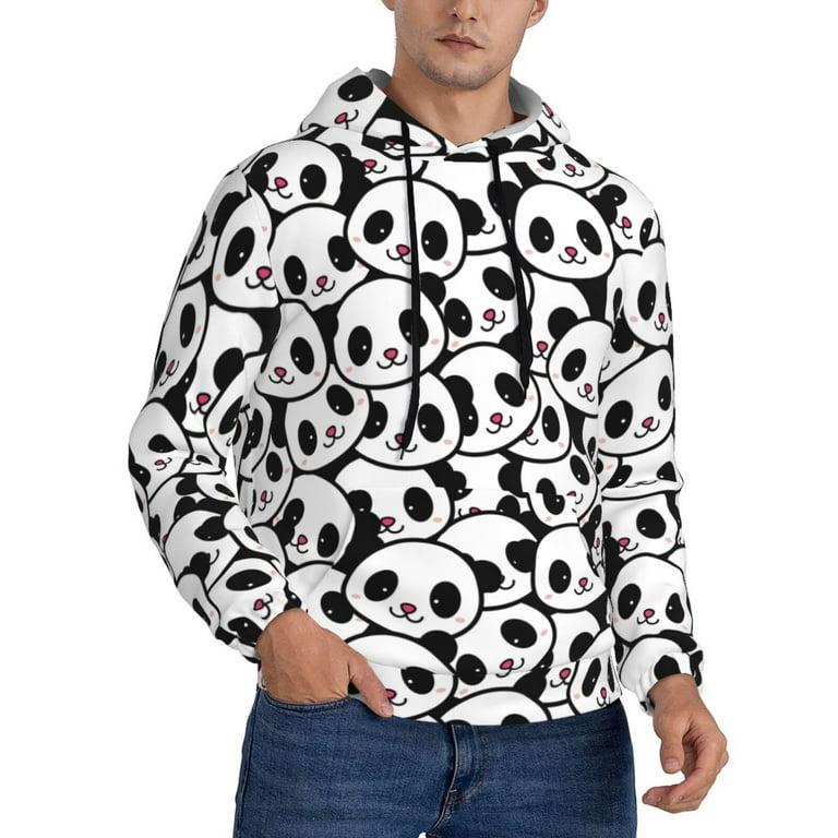 Hoodies for Men Cute Panda Face Long Sleeve Casual Sweatshirt with