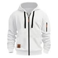 thumbnail image 1 of Hoodies for Men Fall Full Zip Athletic Outfits Hooded Sweatshirt with Pockets White M, 1 of 5