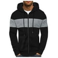 thumbnail image 1 of Hoodies for Men Full Zip Color Block Drawstring Sweatshirts with Pockets Long Sleeve Fashion Warm Outwear Jackes, 1 of 4