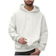 thumbnail image 1 of Hoodies for Men Full Zip Solid Color Sports Loose Drawstring Sweatshirts Long Sleeve Hooded Pocket Sweatshirt White XXXL, 1 of 8