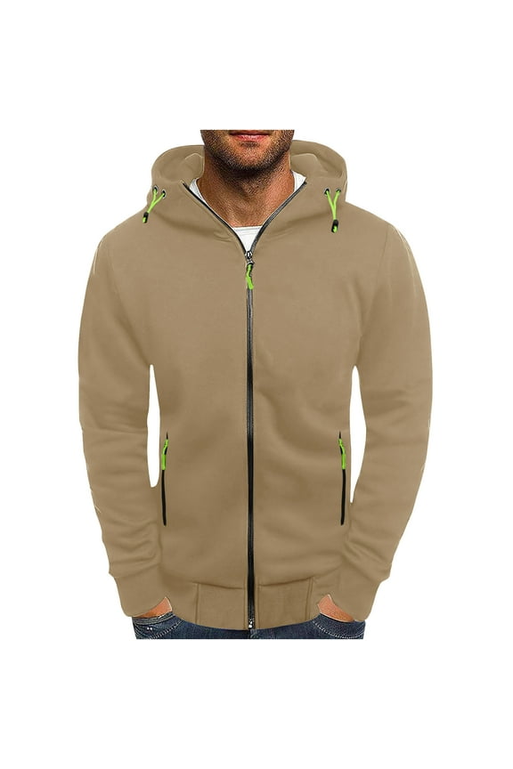 Hoodies for Men Full Zip up Lightweight Fall Winter Long Sleeve Sweatshirt Slim Sports Hooded Jacket with Zip Pockets