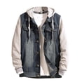 thumbnail image 1 of Hoodies for Men Graphic Hoodies Men's Autumn and Winter Fashion Casual Pocket Slim Fit Zipper Denim Long Sleeve Hoodie, 1 of 6