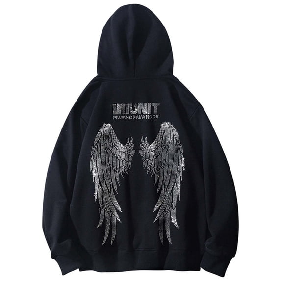 Hoodies for Men Graphic Hoodies for Men Street Style Rhinestone Hoodie Unisex Oversized Winter Lined Pullover