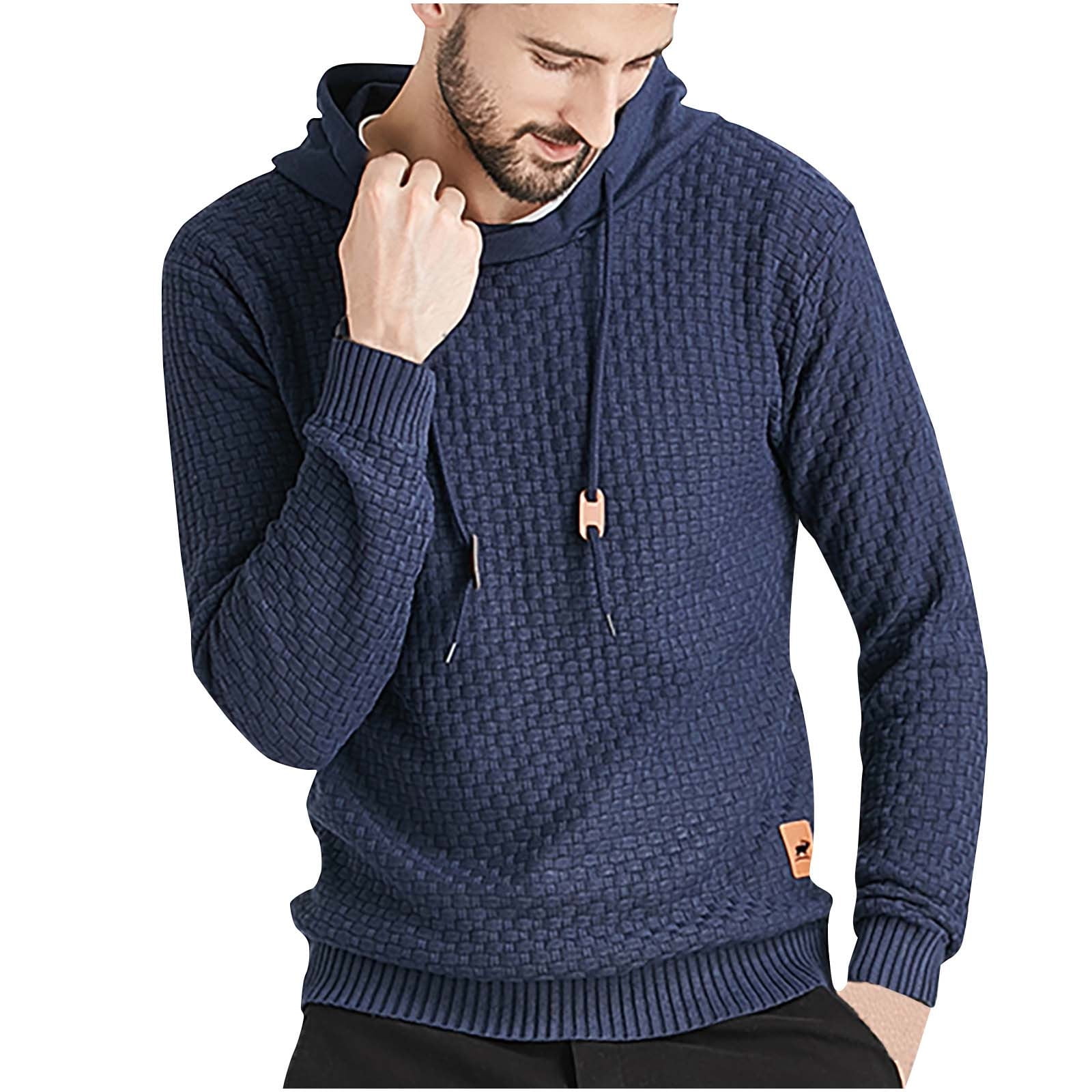 Hoodies for Men Graphic Men Hooded Sweatshirt Long Sleeve Solid Knitted Hoodie  Pullover Sweater Plus Size Hoodies Color Block Hoodie Men - Walmart.com