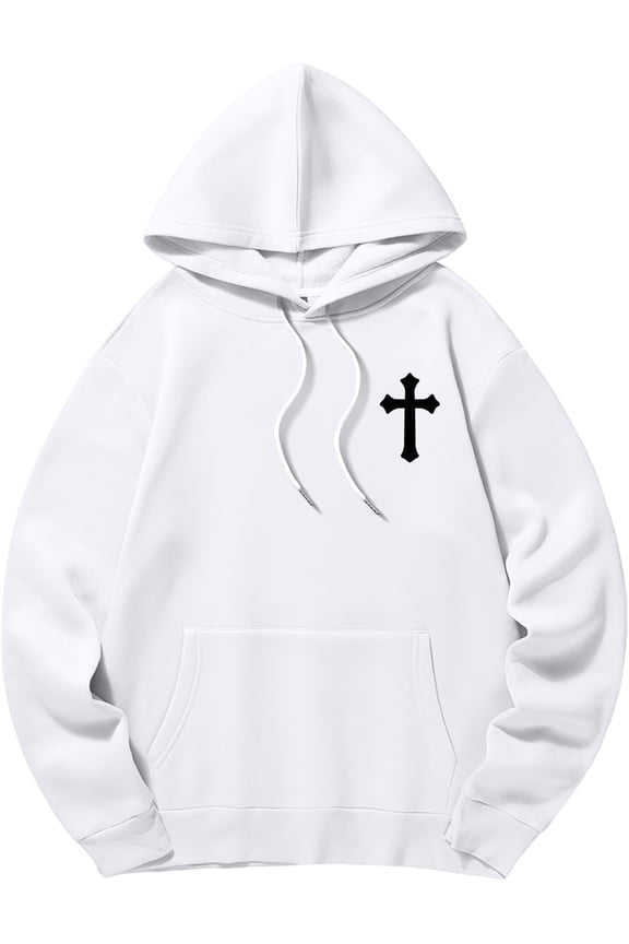 Hoodies for Men Graphic Print Drawstring Drop Shoulder Long Sleeve Sweatshirt Pullover Tops