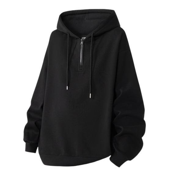 Hoodies for Men Half Zip Up Hoodie Drop Shoulder Casual Long Sleeve Pullover Solid Sweatshirt