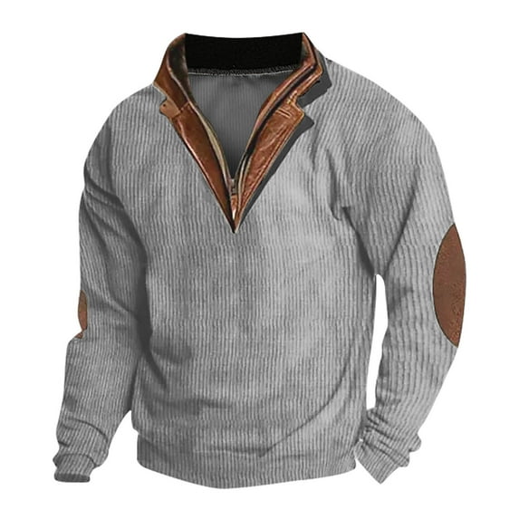 Hoodies for Men Half Zip Up Sweatshirt Vintage Textured Corduroy Hoody Mens 2025 Fall Fashion Long Sleeve Pullover