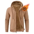 thumbnail image 1 of Pdbokew Men's Fleece Lined Hoodie Thick Hooded Jacket Winter Warm Sweatshirts Khaki M, 1 of 8