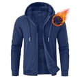 thumbnail image 1 of Pdbokew Men's Fleece Lined Hoodie Thick Hooded Jacket Winter Warm Sweatshirts Navy Blue 2XL, 1 of 8