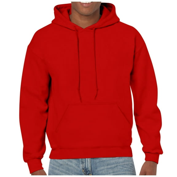 Hoodies for Men Hoodie Long Sleeve Pullover Drawstring Sweatshirts with Kanga Pocket Red M
