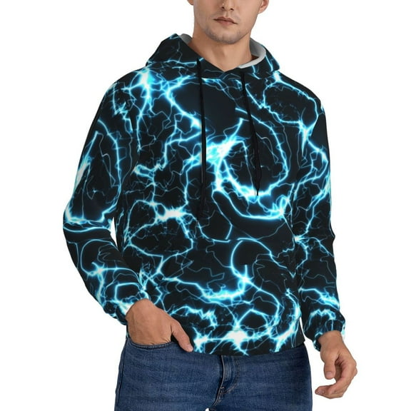 Hoodies for Men - Lightning Long Sleeve Comfrt Men'S Fashion Hoodies & Sweatshirts, Sweatshirts for Men Hoodies Pullover Clothing Clothes with Pouch