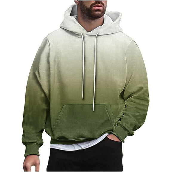 Hoodies for Men Loose Fit Gradient Hoodies Pullover Long Sleeve Hooded Collar Drawstring Casual Sweatshirt 2025
