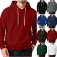 thumbnail image 1 of Hoodies for Men Oversized Fleece Lined Sweatshirt Drawstring Casual Hoodie Fall Hooded Pullover with Arm Pocket Red M, 1 of 6