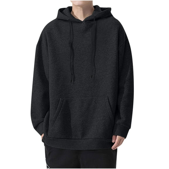 Hoodies for Men Plain Hooded Sweatshirt Pullover Casual Solid Color Hoody Drawstring Outwears Workout Gym Sports Outdoor Sportwear Coats with Pockets