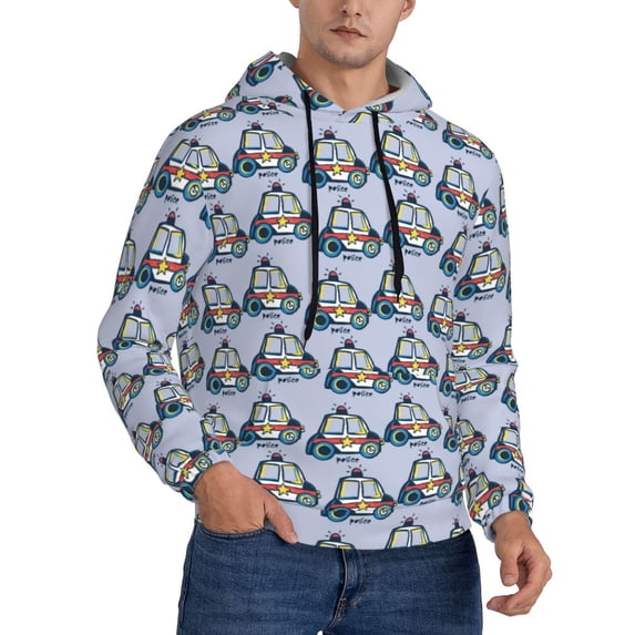 Hoodies for Men - Police Car Long Sleeve Comfrt Men'S Fashion Hoodies & Sweatshirts, Sweatshirts for Men Hoodies Pullover Clothing Clothes with Pouch