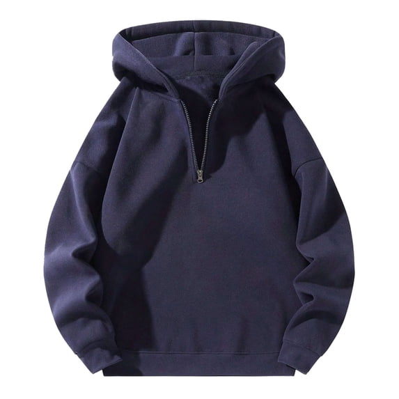 Hoodies for Men Pullover Autumn Winter Solid Colors Long Sleeve Long Sleeve Fall Clothes Tops Hooded Sweatshirts Navy L