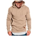 thumbnail image 1 of Hoodies for Men Pullover Hoodie Men Solid Color Drawstring Hooded Pocket Leather Label Casual Hoodie Business Comfortable Loose Trendy Hoodie, 1 of 5