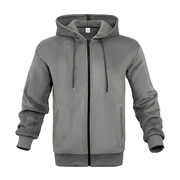 Hoodies for Men Pullover Fall Winter Loose Zipper Casual Cardigan Sweater Fall Clothes Tops Hooded Sweatshirts Grey L