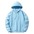 thumbnail image 1 of Hoodies for Men Pullover,Men Solid Color Hooded Pullover Long Sleeve Sweatshirt Casual Comfort for Daily Wear,Pullover,02 Sky Blue,3XL, 1 of 7